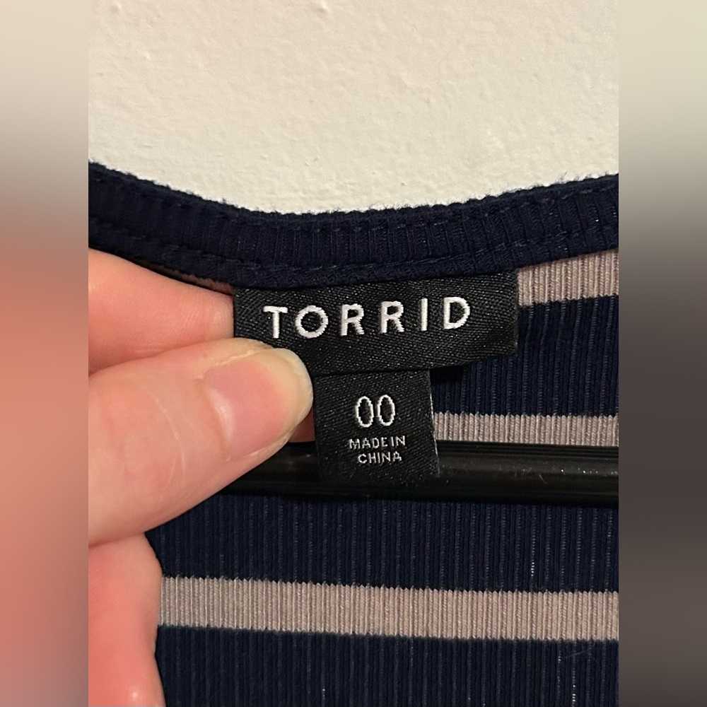 Torrid Navy & Beige Stripe Dress - Picture 2 of 8